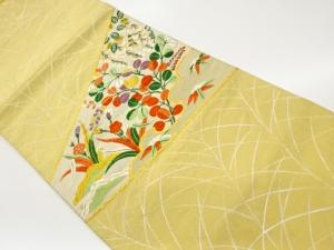 萩に藤・草花模様織出し袋帯